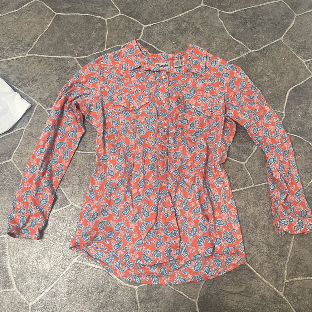 Wrangler Orange and Blue Paisley Shirt
